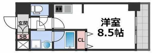 エストゥルースプラスサウス大阪【9階】の間取り