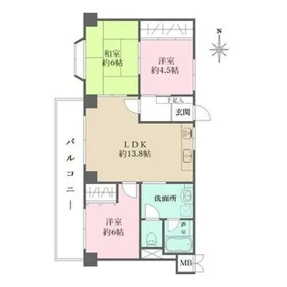 ヴィラ芦屋【6階】の間取り