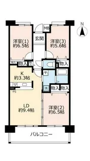 UR香里ヶ丘けやき東街【0080104号室】の間取り