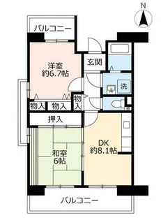 UR八尾若草【0020710号室】の間取り
