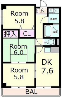 東洋マンション【6階】の間取り