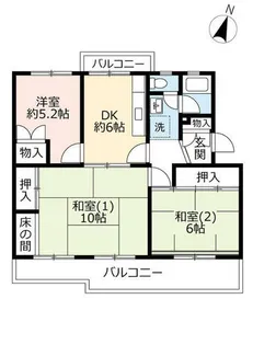 UR中山五月台【0140204号室】の間取り