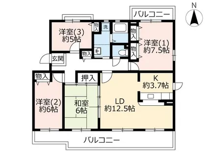 URコンフォールかぶと台【0090401号室】の間取り