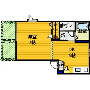 ソレイユ西片江C【101号室】の間取り