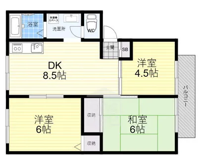 サンビレッヂ新和B棟【1階】の間取り