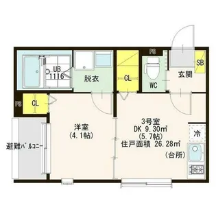 Le・Ange 壱番館【103号室】の間取り