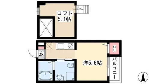 ヒル ブライトン【105号室】の間取り