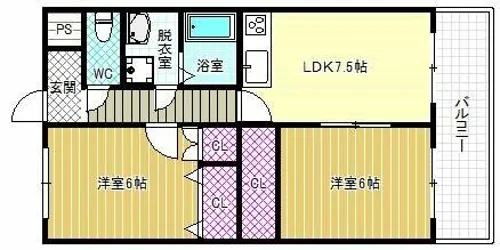 マツオマンションⅢ【2階】の間取り