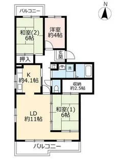 UR鹿の子台北ハイツ【0010102号室】の間取り