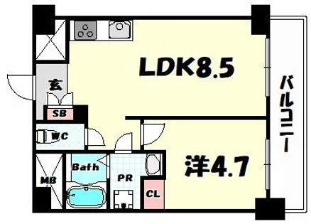 アルテハイム神戸県庁前【4階】の間取り