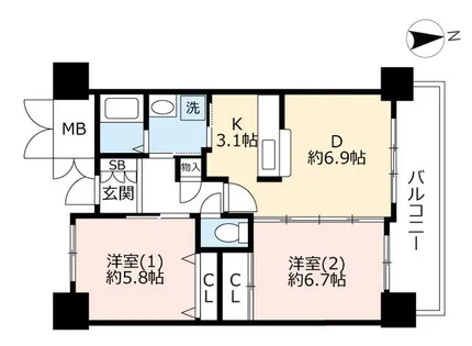 URアクシオス千種【0002503号室】の間取り