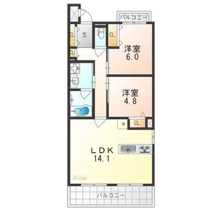コンフォールパレ新町二条【3階】の間取り