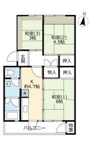 UR新多聞【1660105号室】の間取り