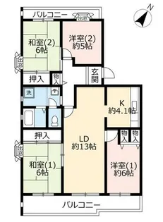 UR平城左京【0070504号室】の間取り