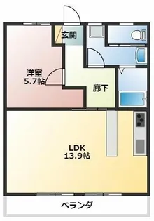 ハイツ東小浜【201号室】の間取り