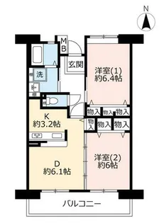UR八尾若草【0050109号室】の間取り