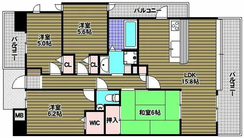 グリーンコーポ和泉中央【8階】の間取り