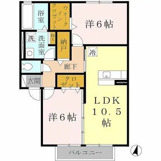 フローリッシュ美原【1階】の間取り