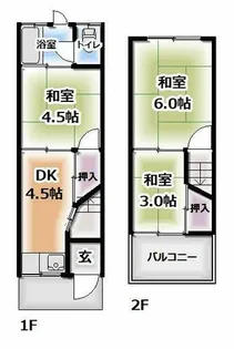 大阪府四條畷市江瀬美町【テラスハウス】の間取り
