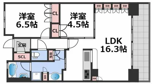アーバンエース五条公園パル【6階】の間取り