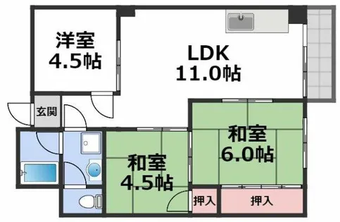 大川ハイツ【3階】の間取り