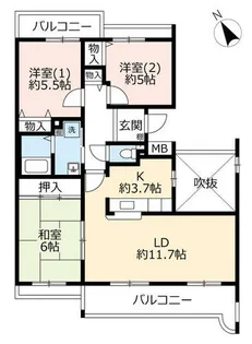 UR高槻・阿武山十番街【0060402号室】の間取り