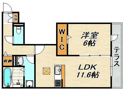 ザ・アパートメント谷上【1階】の間取り
