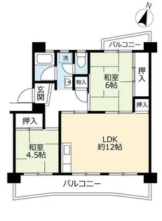 2LDKの間取り画像