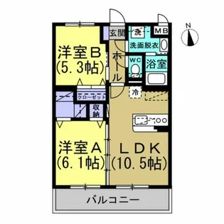 エスティヒルズ【102号室】の間取り