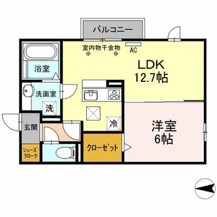プレミール小坂井【1階】の間取り