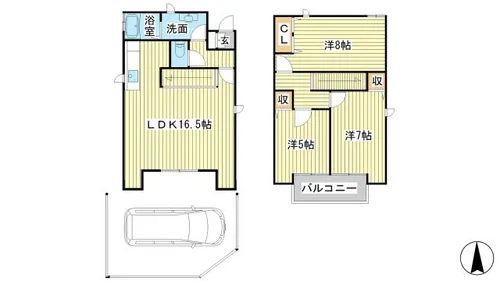 兵庫県姫路市田寺8丁目【一戸建】の間取り