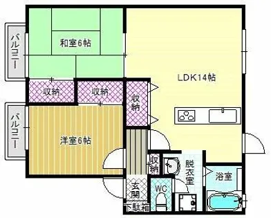 サンビレッジ小山B棟【2階】の間取り