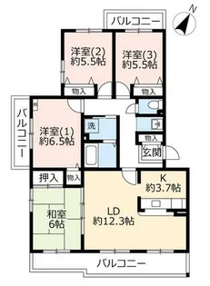 URコンフォールかぶと台【0290302号室】の間取り