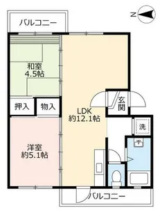 2LDKの間取り画像