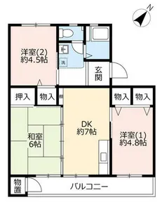UR中登美第三【E250206号室】の間取り