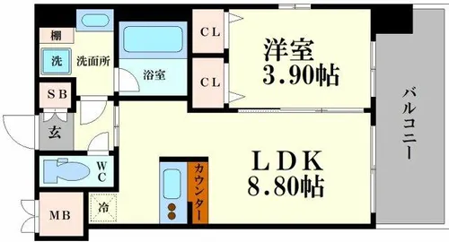 プレジオ弁天町ASIAN【5階】の間取り