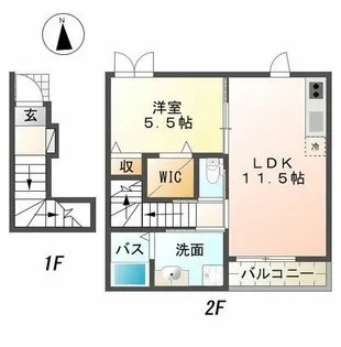 メゾンドリュンヌ【2階】の間取り
