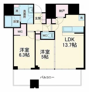 梅田ガーデンレジデンス【25階】の間取り