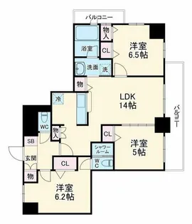コンフォート大阪天満宮【7階】の間取り