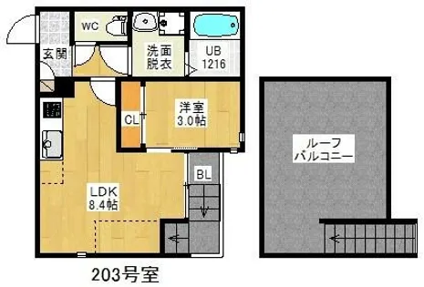 grandtic S【203号室】の間取り