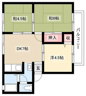 サンシティ栗ノ木 A棟【2階】の間取り