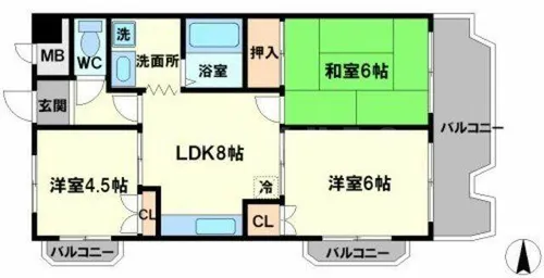 アビタシオン西緑丘【3階】の間取り
