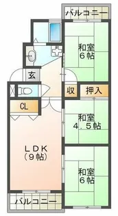 サンハイツ向陽Ⅰ【1階】の間取り