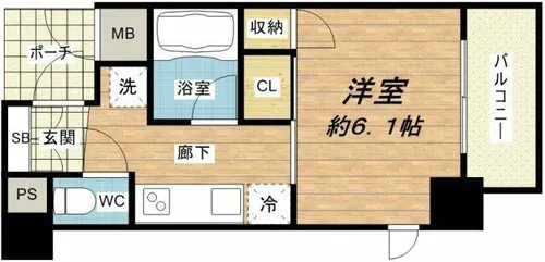 ル・パルトネール天王寺真田山【6階】の間取り