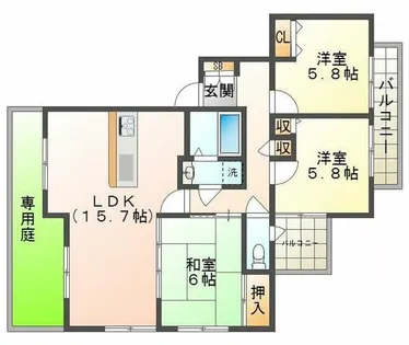 モンセーヌ西神南6号棟【1階】の間取り