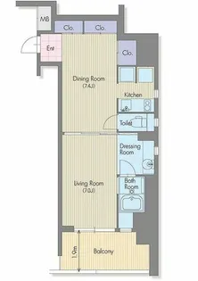 エス・キュート西天満【9階】の間取り