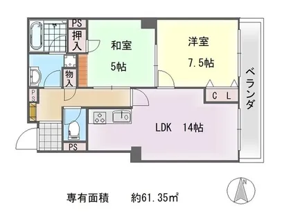 レヴィア北白川【4階】の間取り