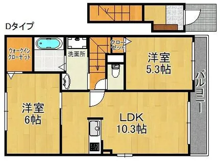 ソフィア根耒Ⅰ・Ⅱ【2階】の間取り