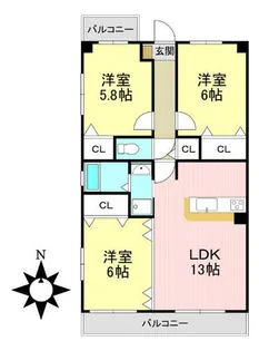 3LDKの間取り画像