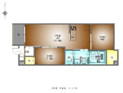REGALEST栄生町【1階】の間取り